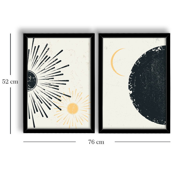 Wallity Set de 2 Cuadros Decorativos MDF Multicolor con Marco de Madera de 38 x 53 cm